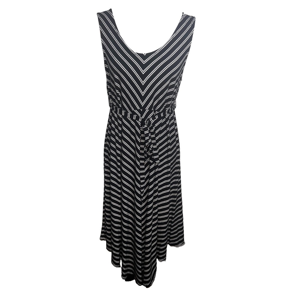 Isabel Maternity Striped Sleeveless Knit Bias Belted Jersey SunDress Size L